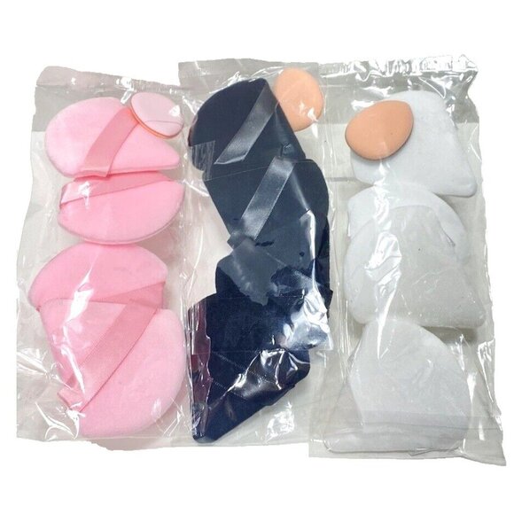 15pc Soft Triangle Make Up Sponges Powder Puffs, Pink, Black, White Lot, New - Picture 1 of 4